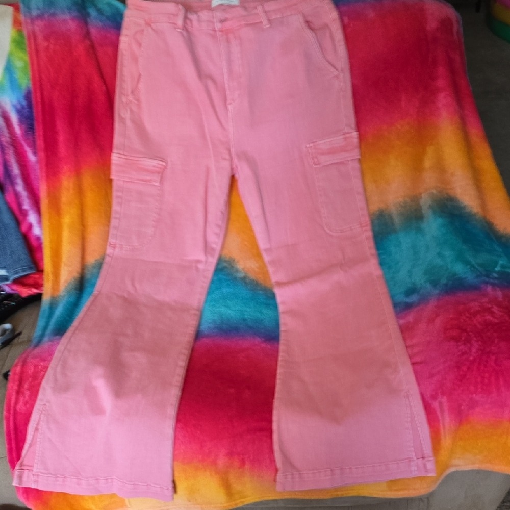 Pink Flare & Wide Leg Jeans